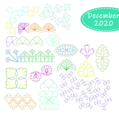 December 2020 Club Set - Feather and Flowers | Quiltable | Cathie Zimmerman