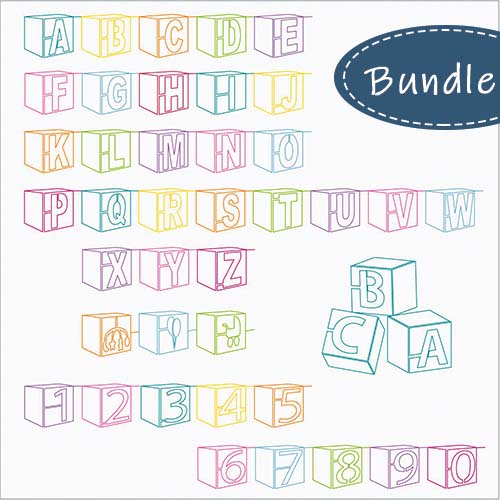 Baby Block Alphabet 40-Piece Block Set | A Bit Orange | Quiltable